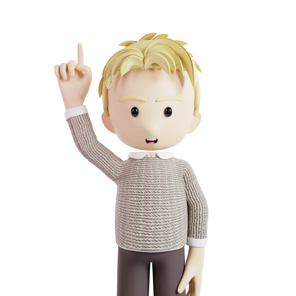 Man Pointing Up 3d Character png