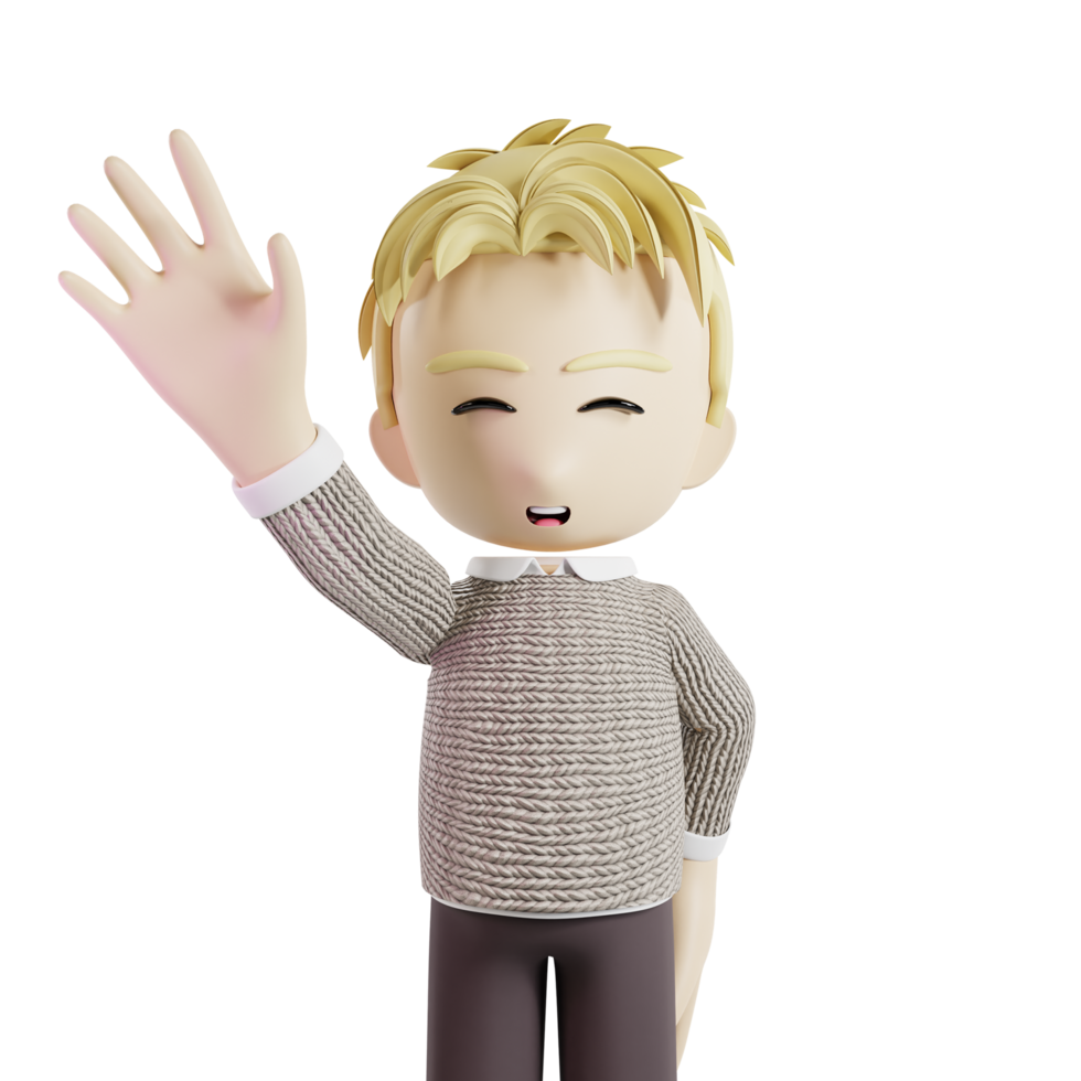 Man Waving 3d Character png