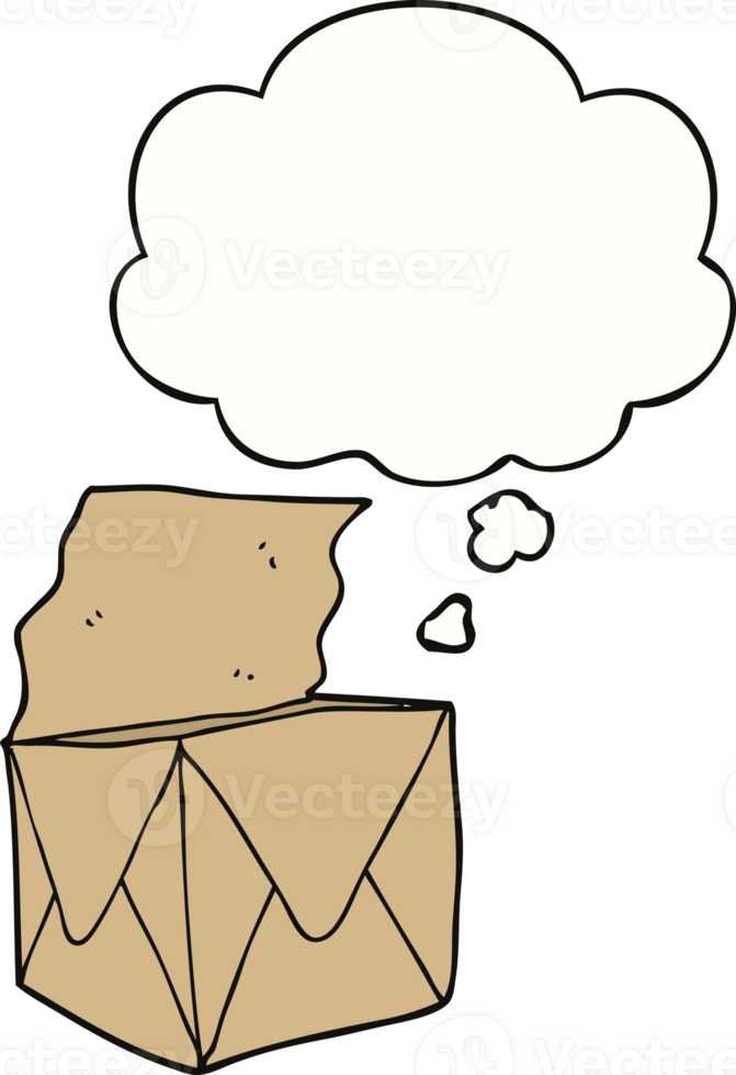 cartoon package with thought bubble png