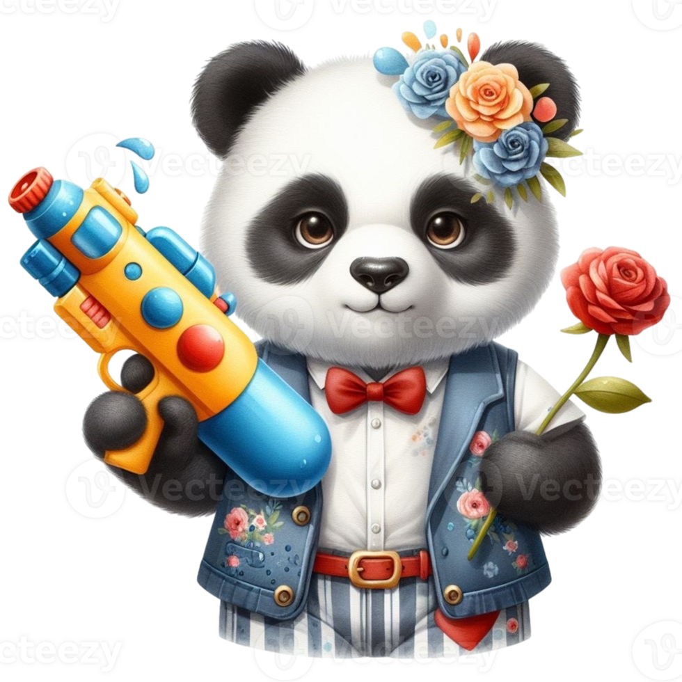 bear holding a toy water gun png