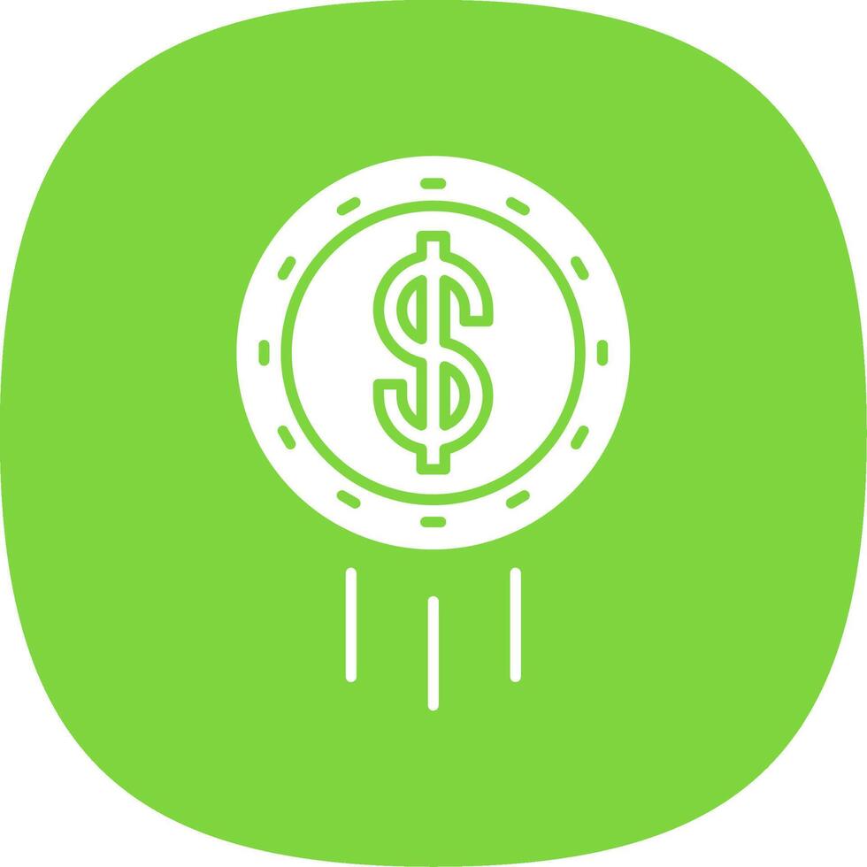 Dollar Coin Glyph Curve Icon vector