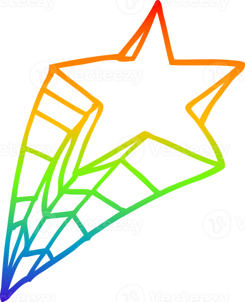 rainbow gradient line drawing of a decorative star element png