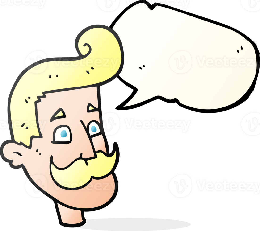 hand drawn speech bubble cartoon man with mustache png