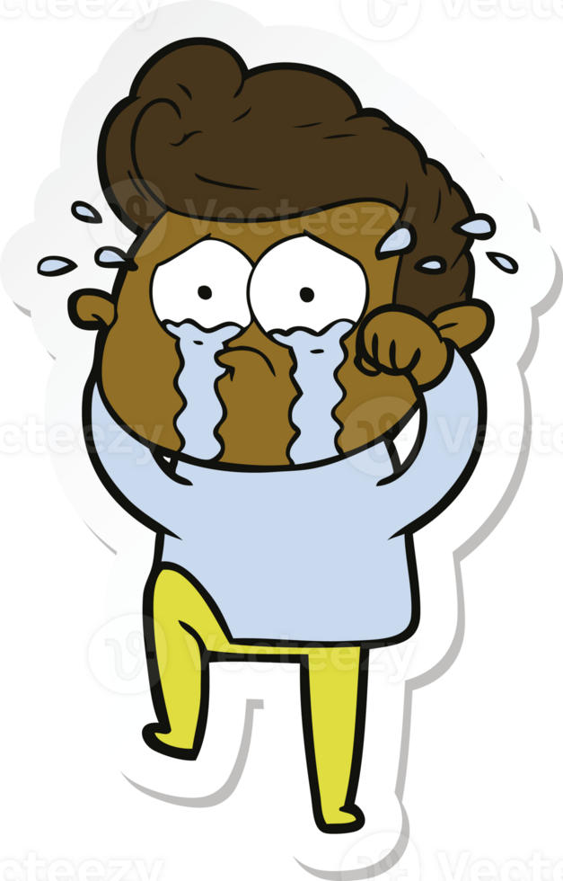 sticker of a cartoon crying man png