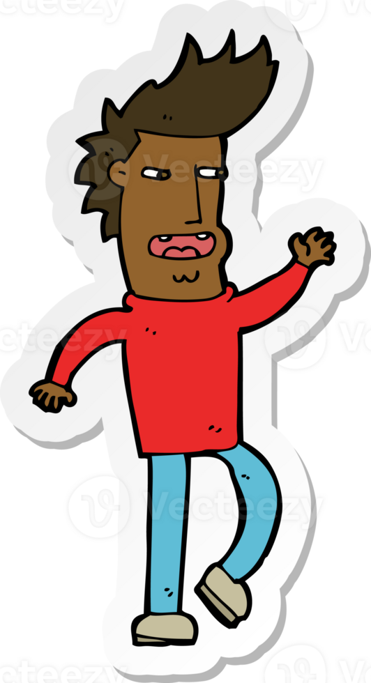 autocollant d'un homme à grande gueule de dessin animé png