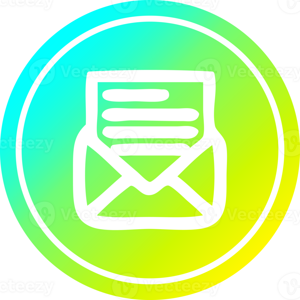 envelope letter circular in cold gradient spectrum png
