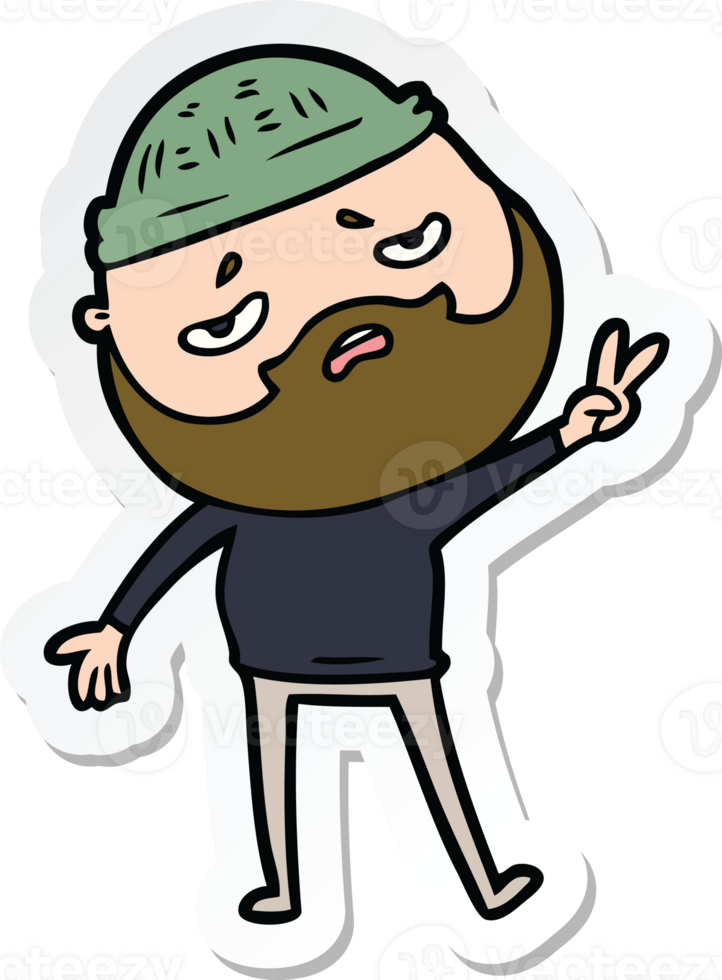 sticker of a cartoon worried man with beard png