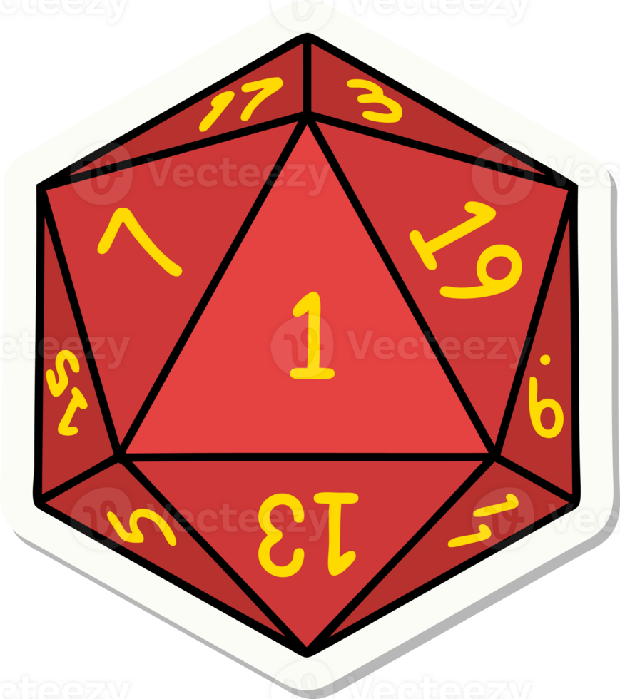 sticker of a natural 1 D20 dice roll png