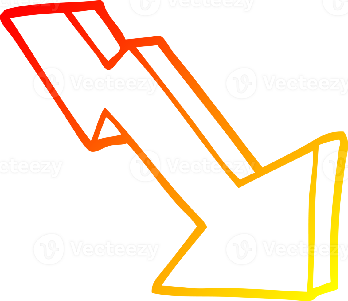 warm Gradient Linie Zeichnung von ein Karikatur Geschäft Verlust Pfeil png