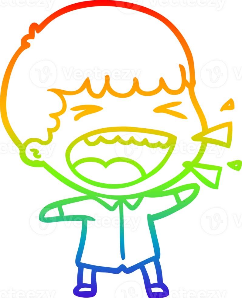 rainbow gradient line drawing cartoon laughing man png