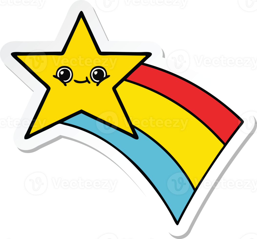 sticker of a cute cartoon shooting rainbow star png