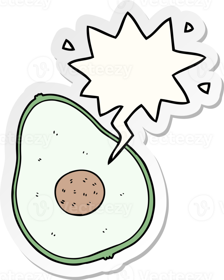 cartoon avocado with speech bubble sticker png