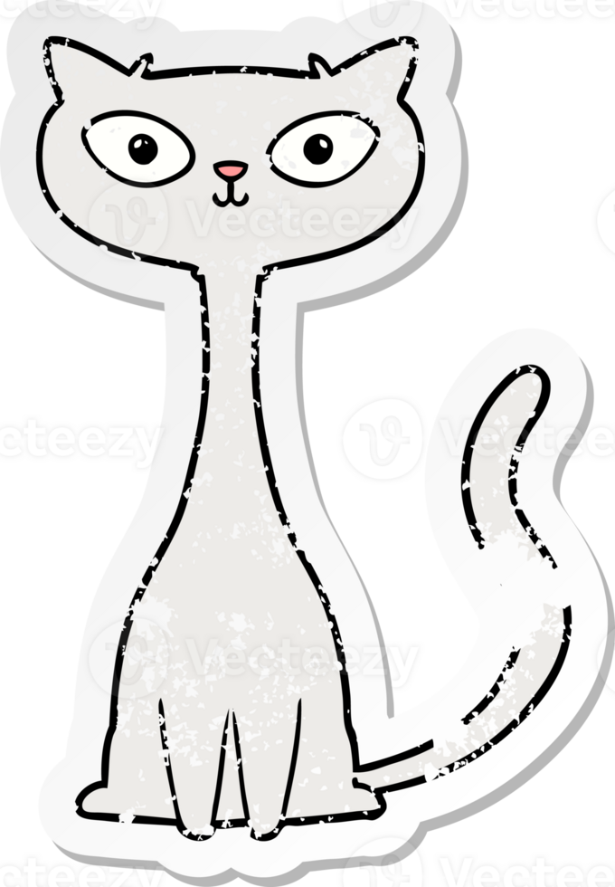 distressed sticker of a cartoon cat png