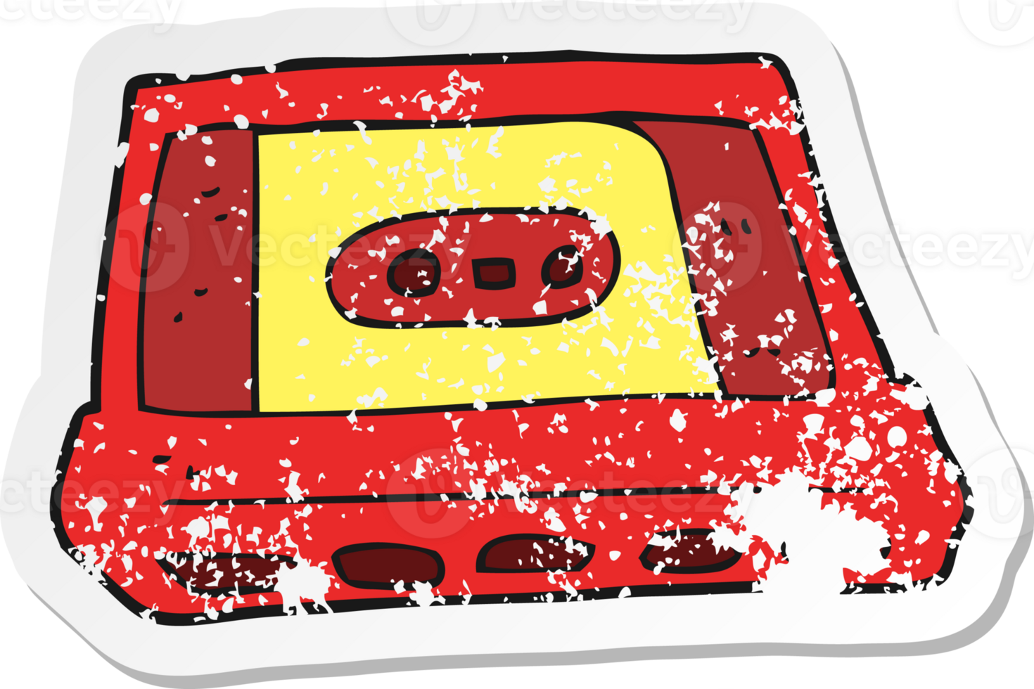 retro distressed sticker of a cartoon cassette tape png