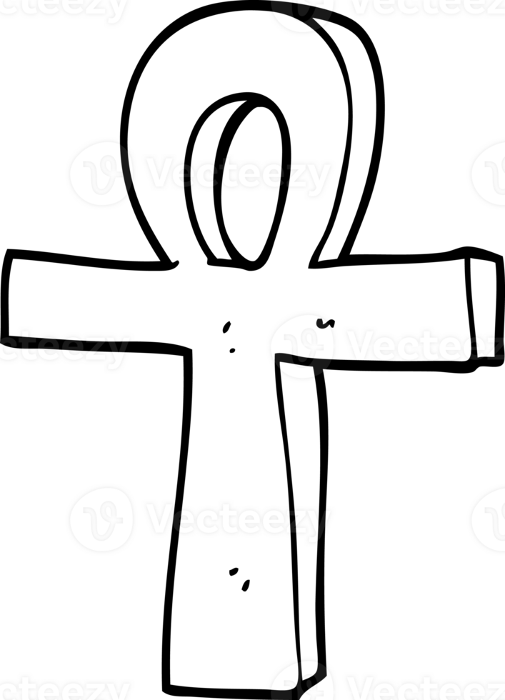 caricatura de dibujo lineal de un ankh png