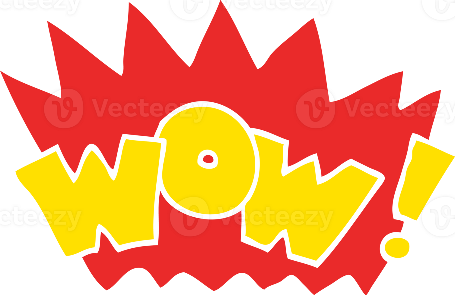 flat color illustration cartoon word wow png