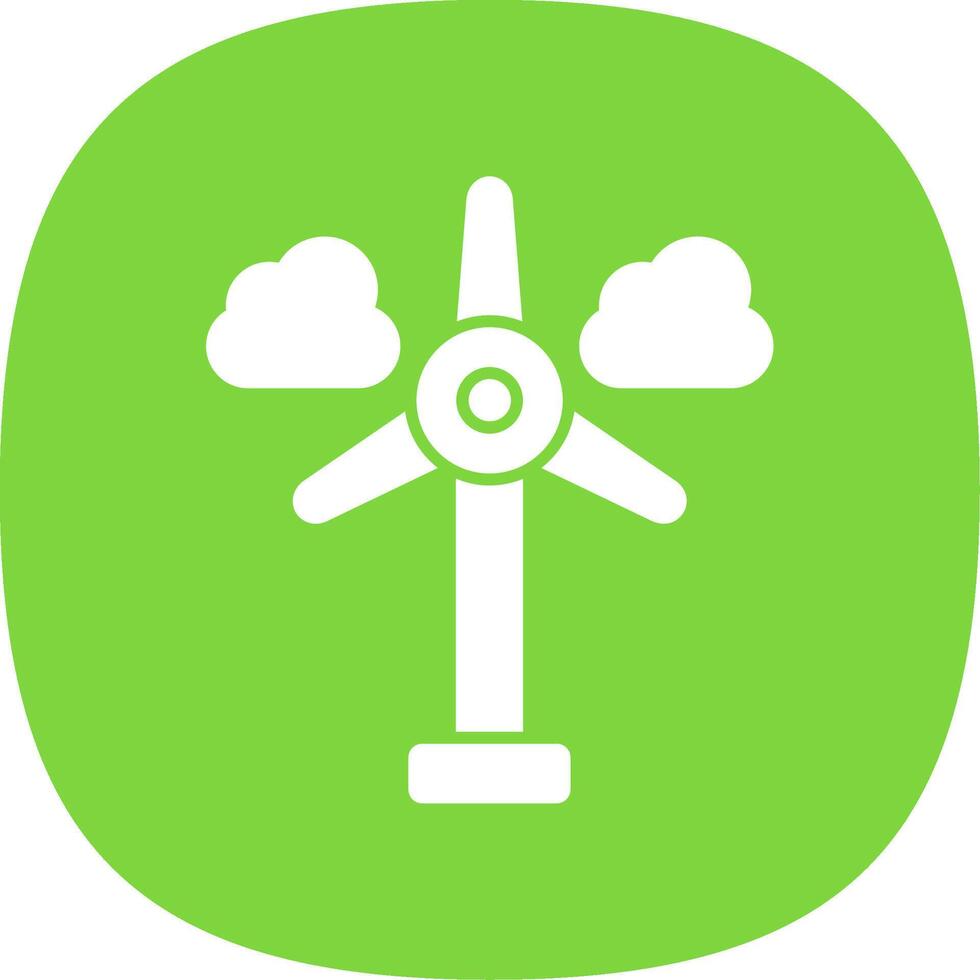 Wind Turbine Glyph Curve Icon vector