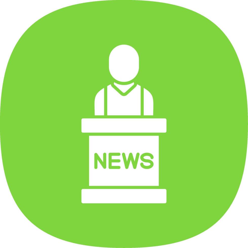 News Anchor Glyph Curve Icon vector
