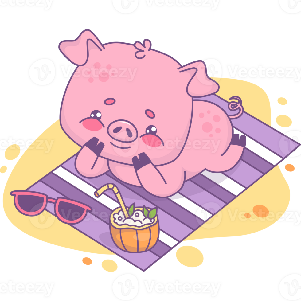 Happy pig beachgoer png