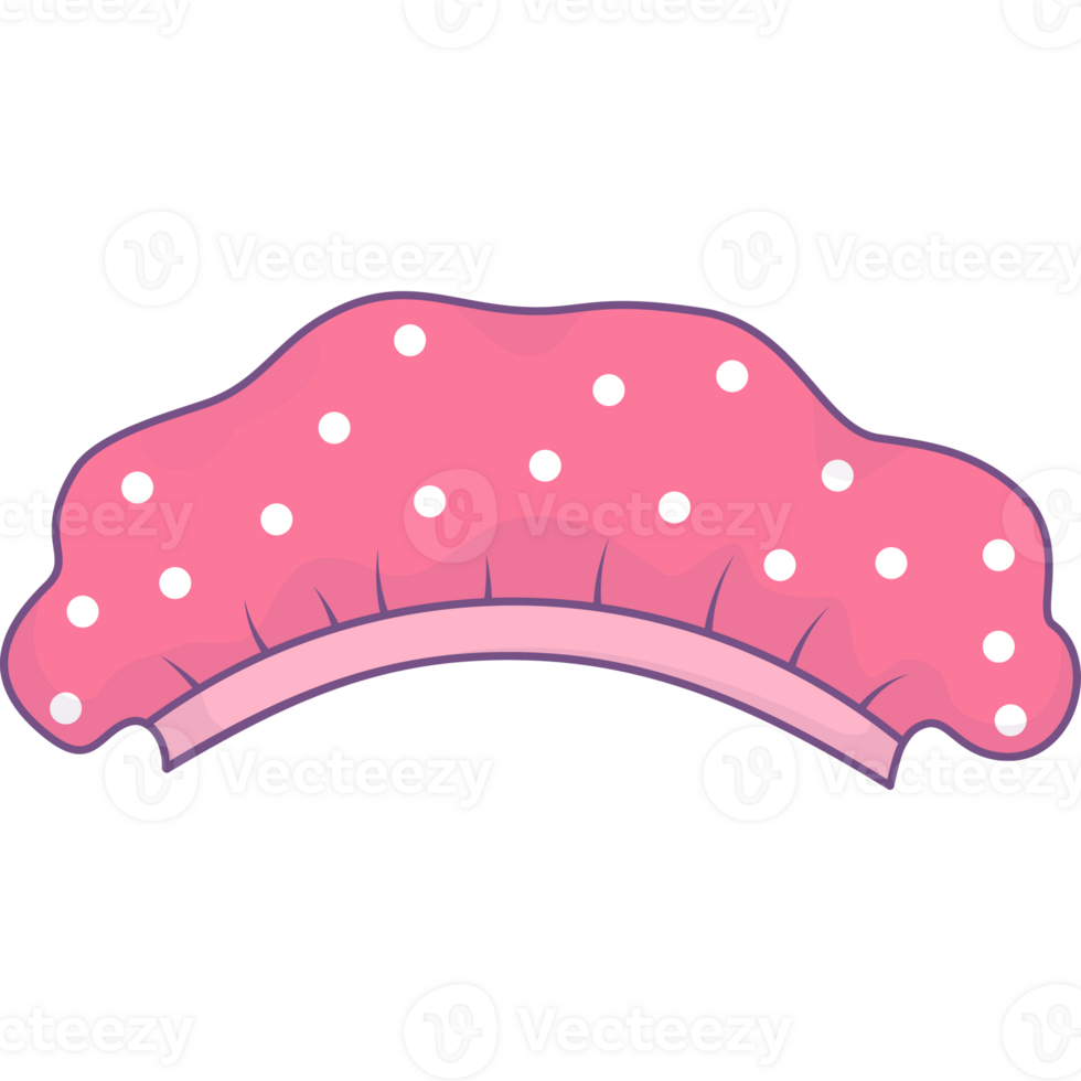 Pink polka dot shower cap png