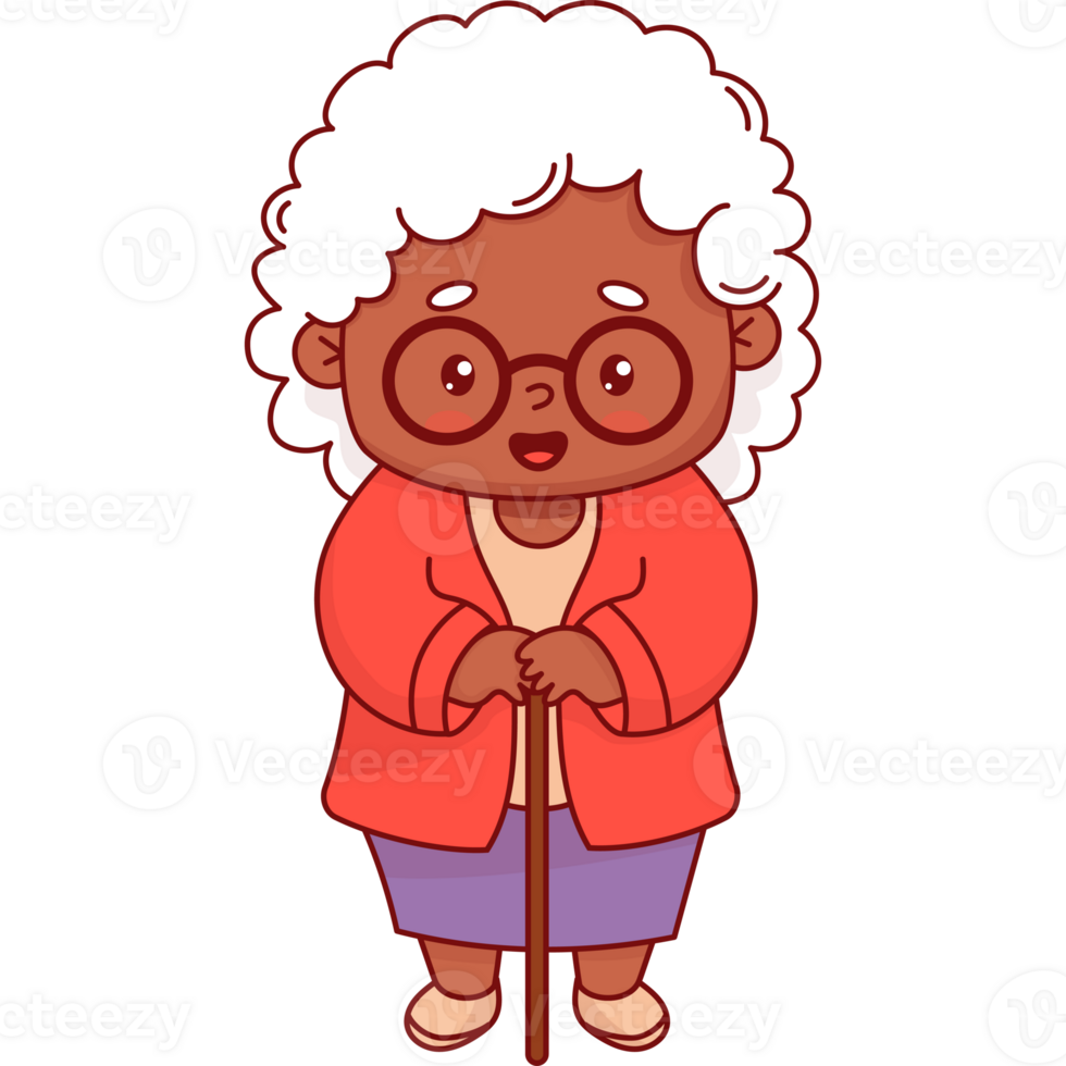 Cute ethnic black grandmother png