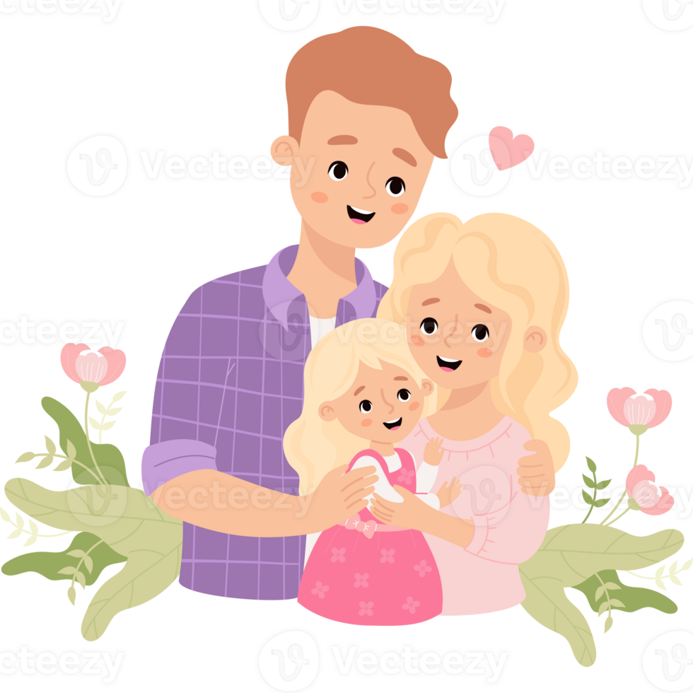 Cute Family in flowers png