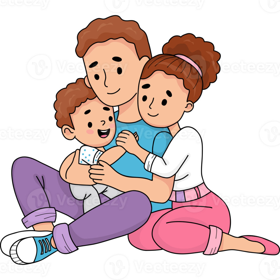 Happy sitting family png