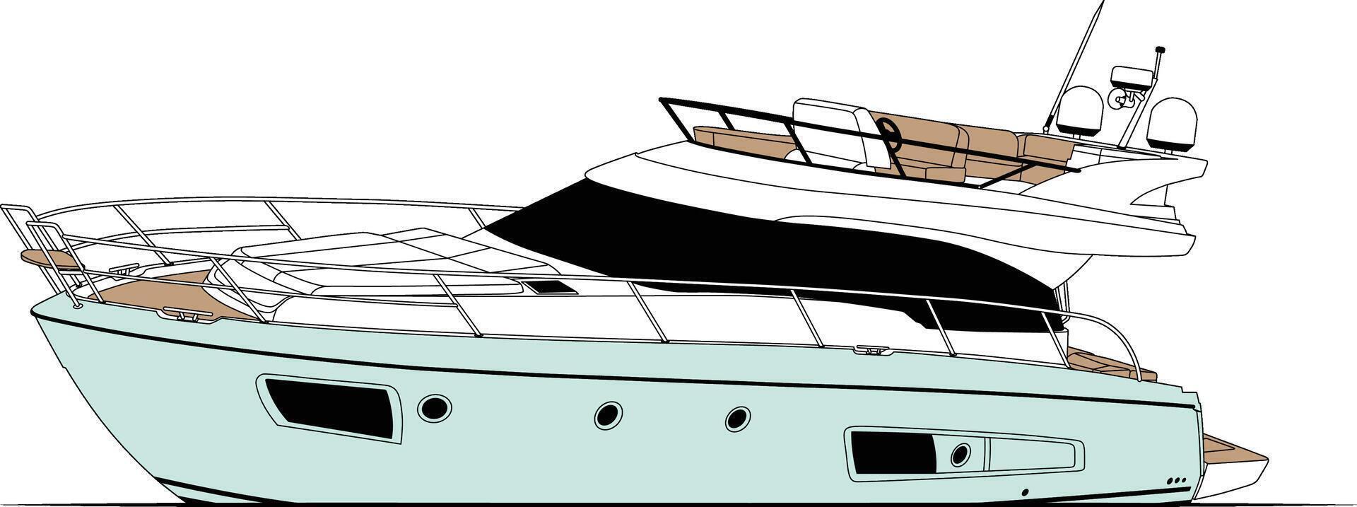 motor yacht on white background. vector