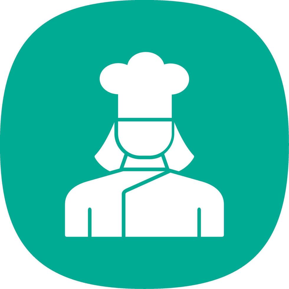 Lady Chef Glyph Curve Icon vector