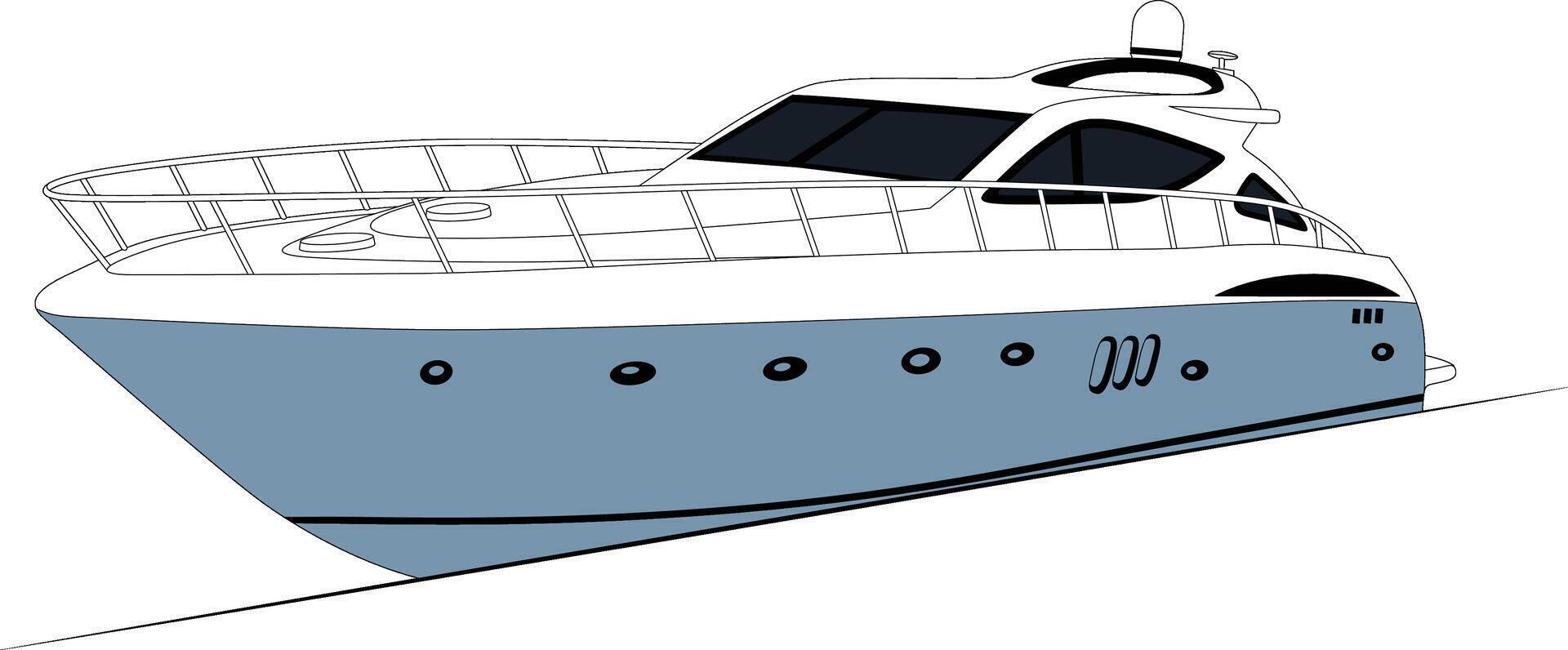 Boat line art illustration in form. vector