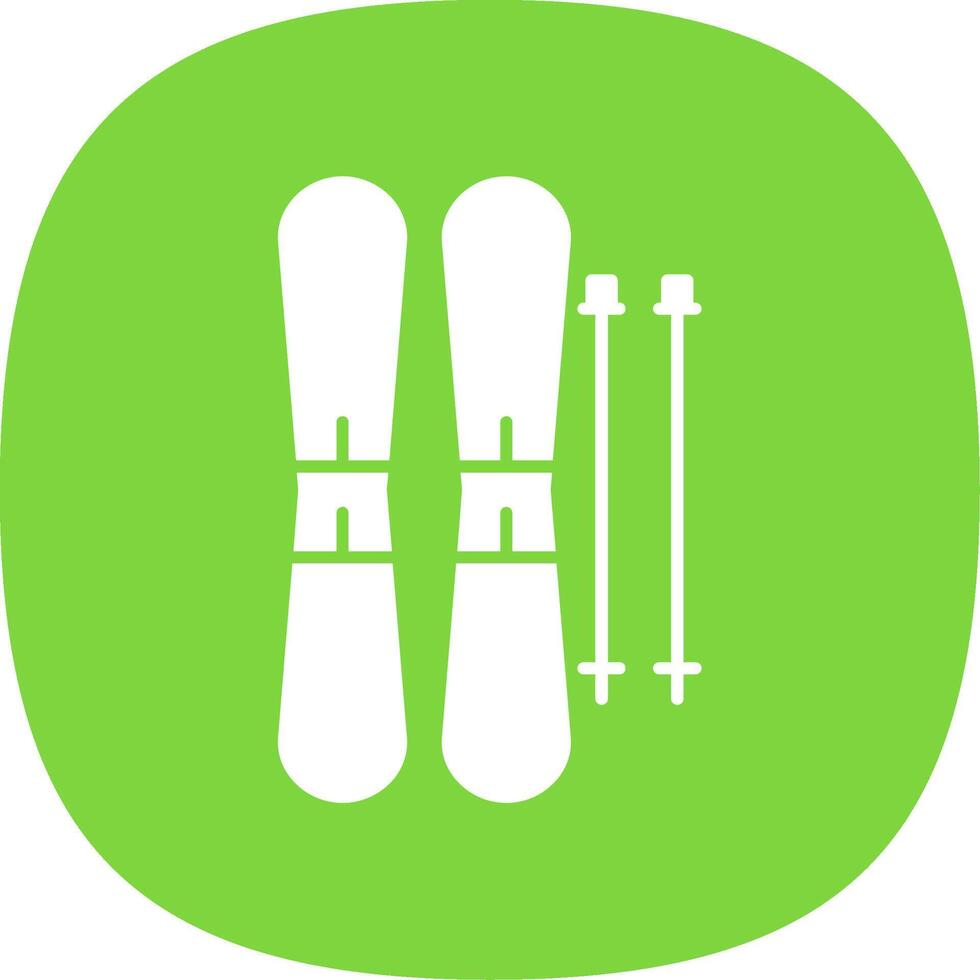 Skis Glyph Curve Icon vector