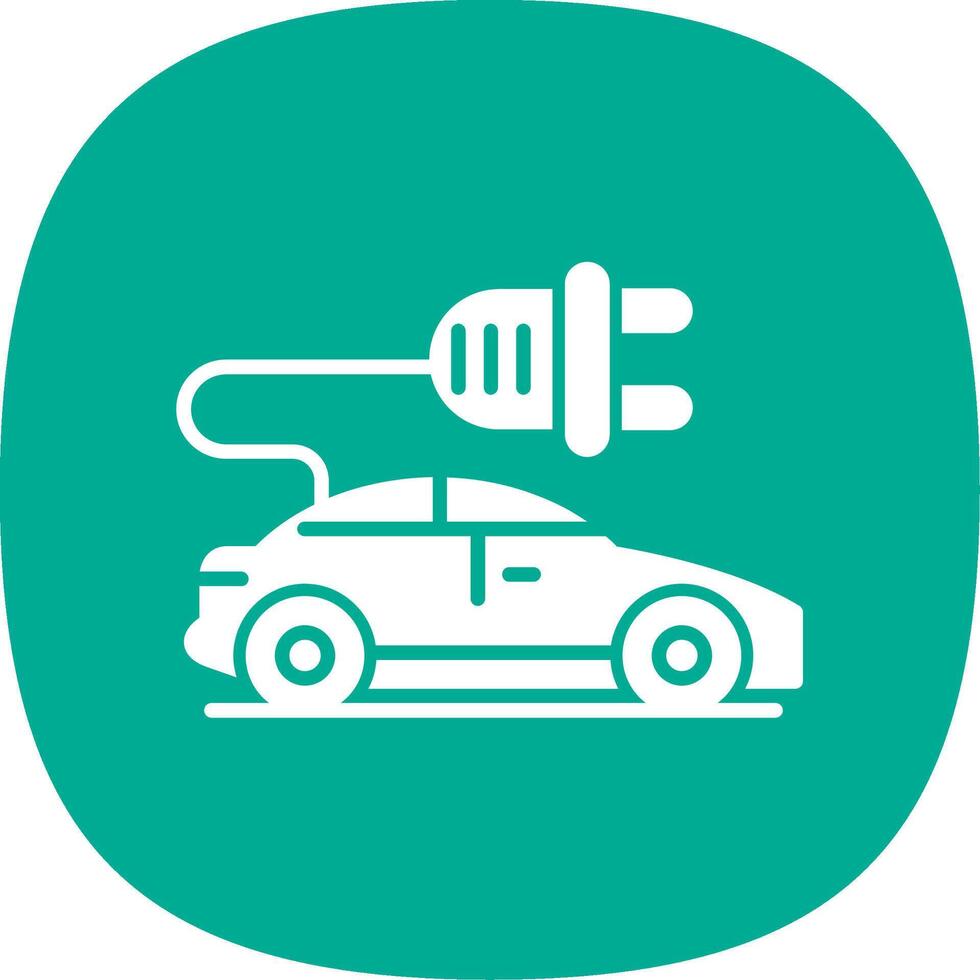 Electric Car Glyph Curve Icon vector