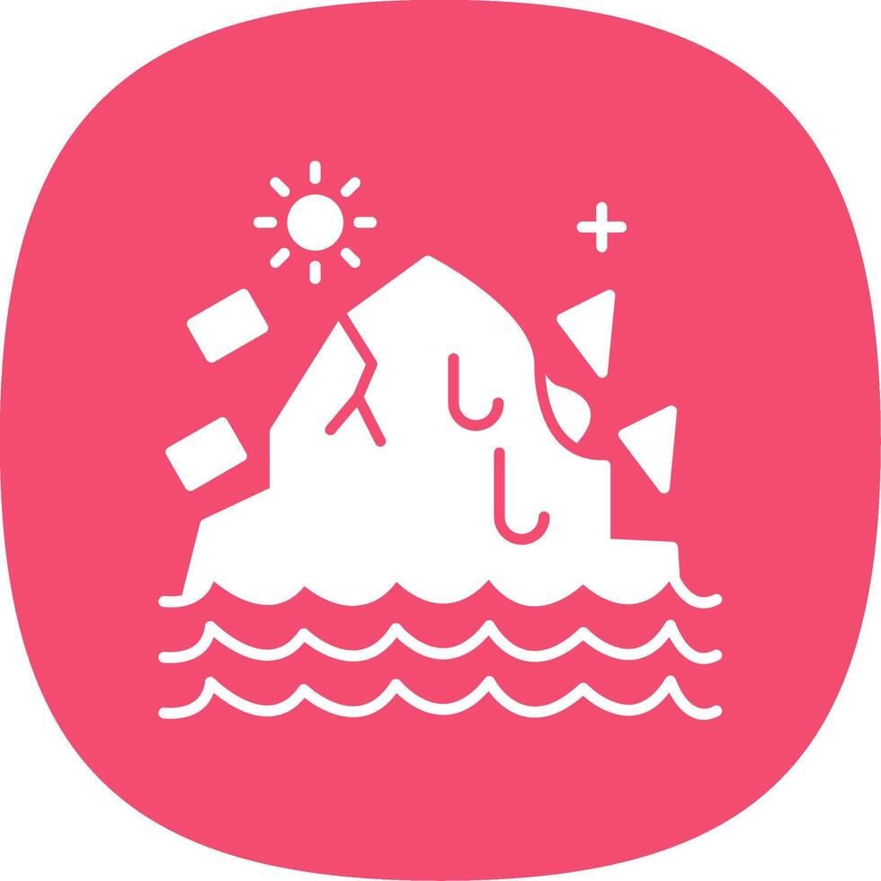 Melting Ice Glyph Curve Icon vector