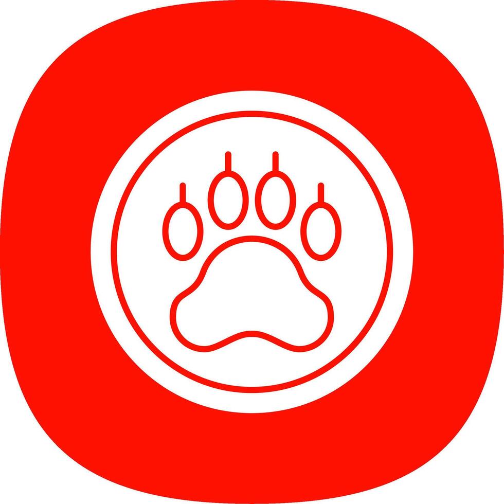 Pawprint Glyph Curve Icon vector