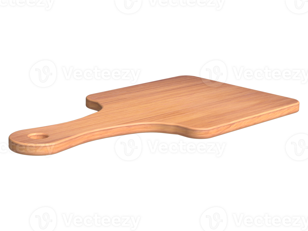 3D realistic of empty wooden plate or chopping board, wooden pizza or bread cutting board. png