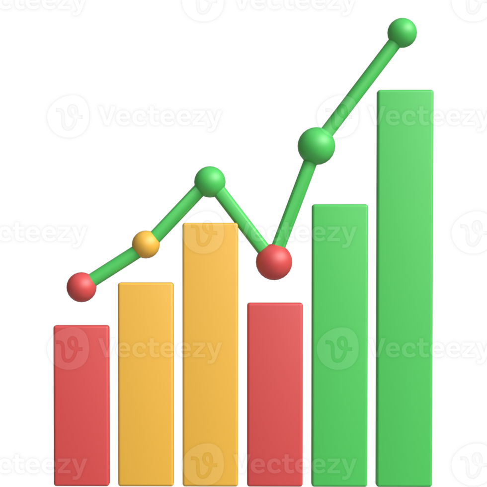 3D Growing Business Infographic - Positive Growth in Bar Chart png