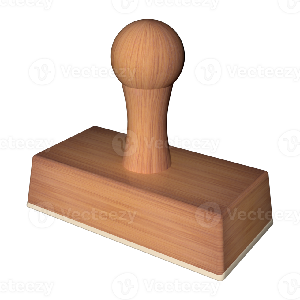 3d houten rubber postzegel renderen png