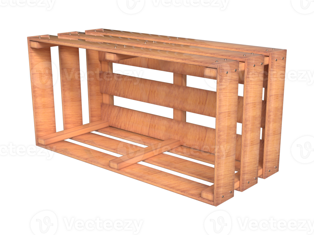 3d storage wooden box or crate, Realistic empty wood box for food, vegetable etc. png