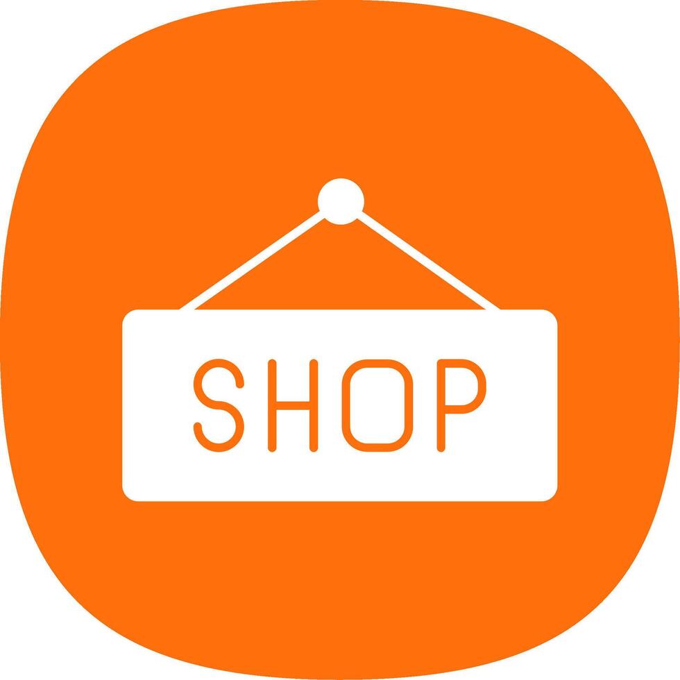 Shop Sign Glyph Curve Icon vector