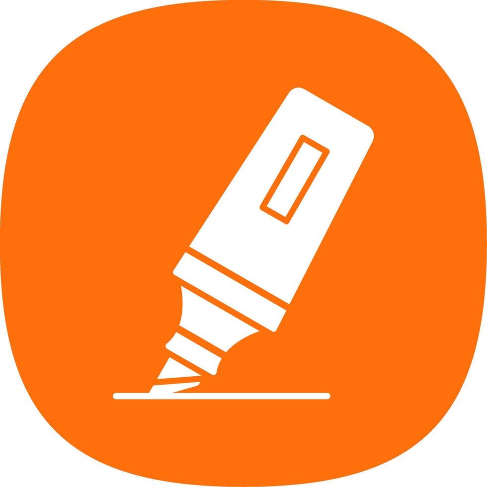 Highlighter Glyph Curve Icon vector