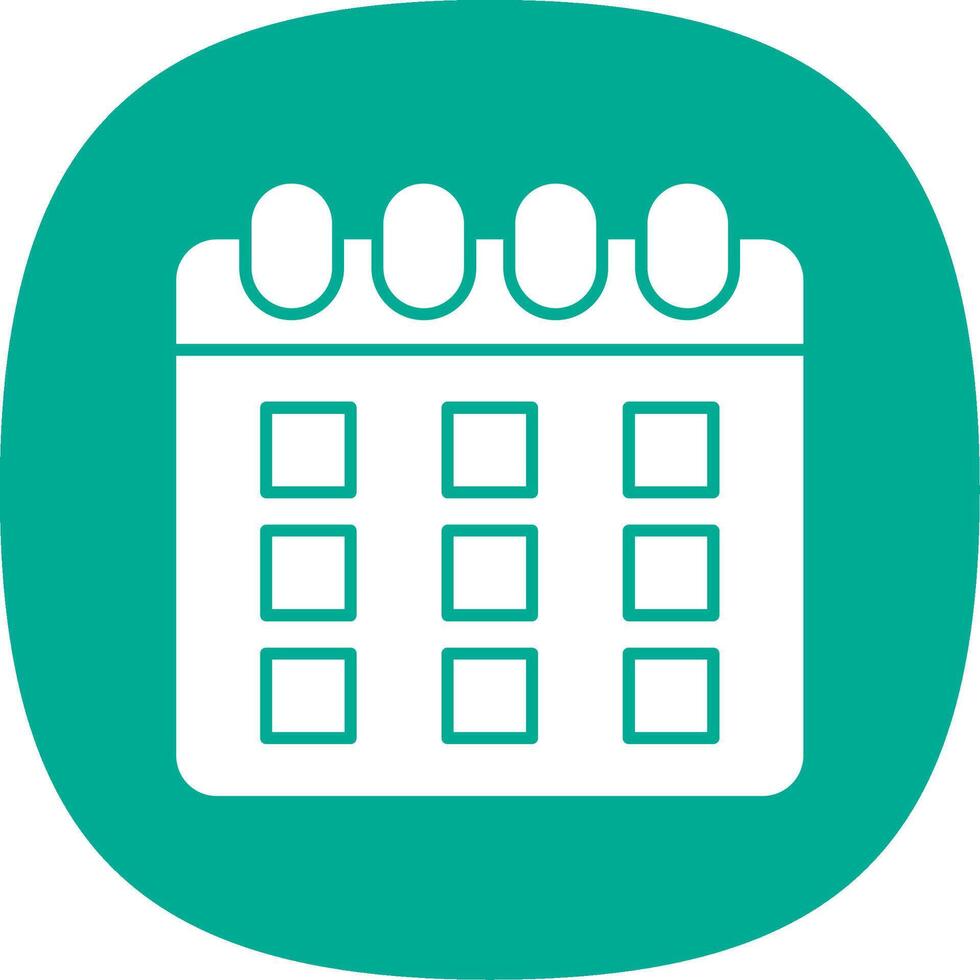 Calendar Glyph Curve Icon vector