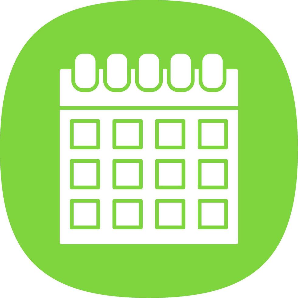 Calendar Glyph Curve Icon vector