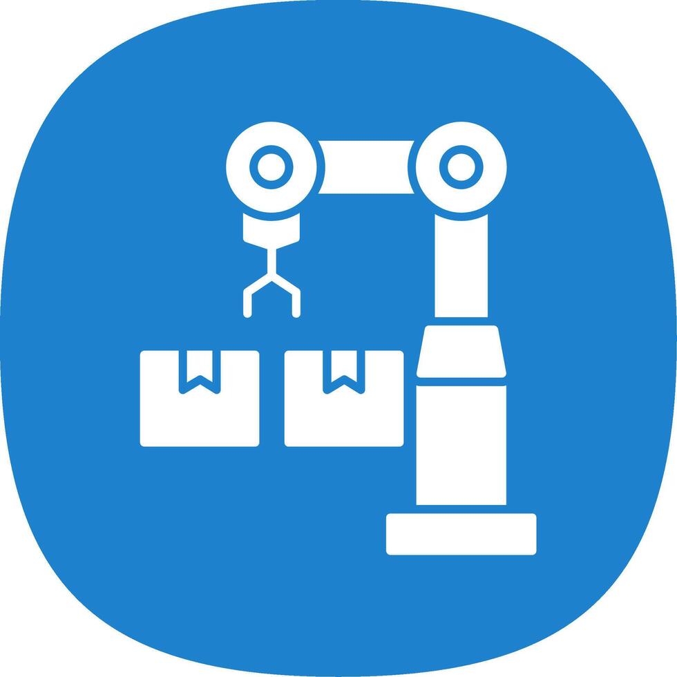 Industrial Robot Glyph Curve Icon vector