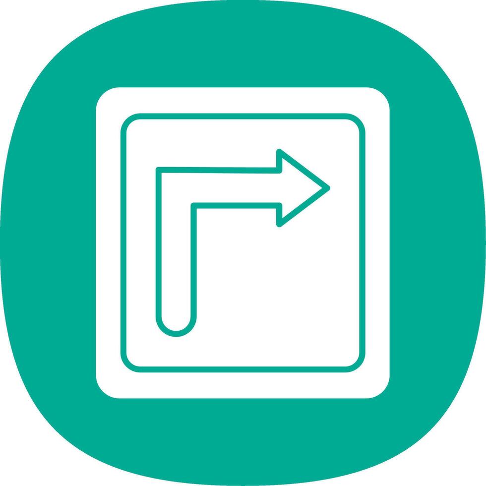 Turn Right Glyph Curve Icon vector