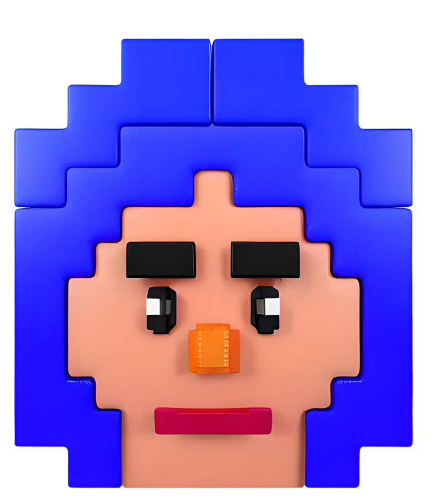 3D Illustration of a pixelated boy png