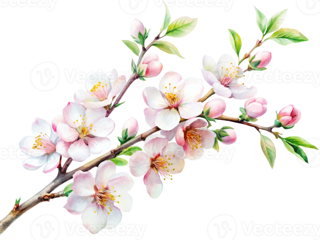 Branch of blossoming cherry on a transparent background png