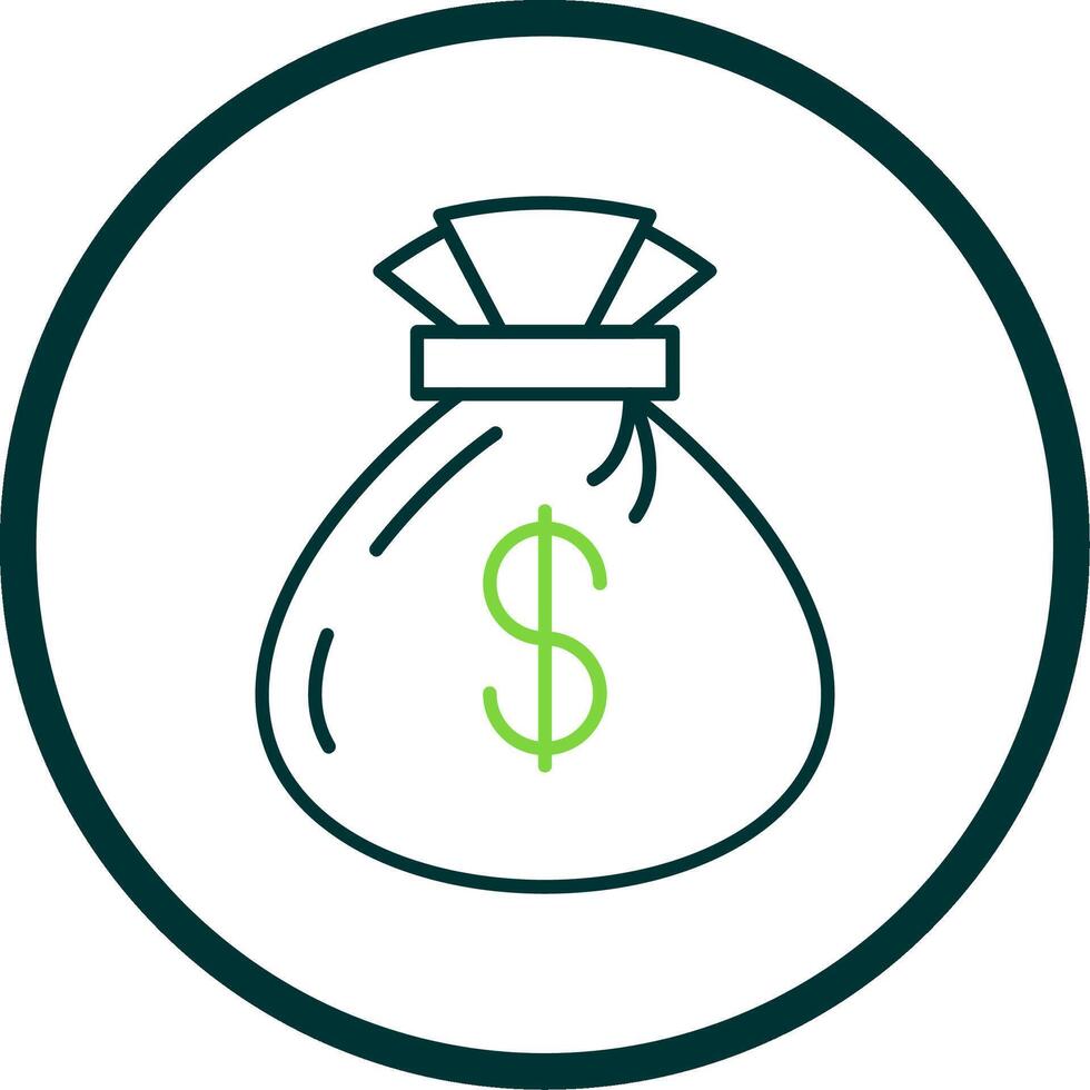 Money bag Line Circle Icon vector