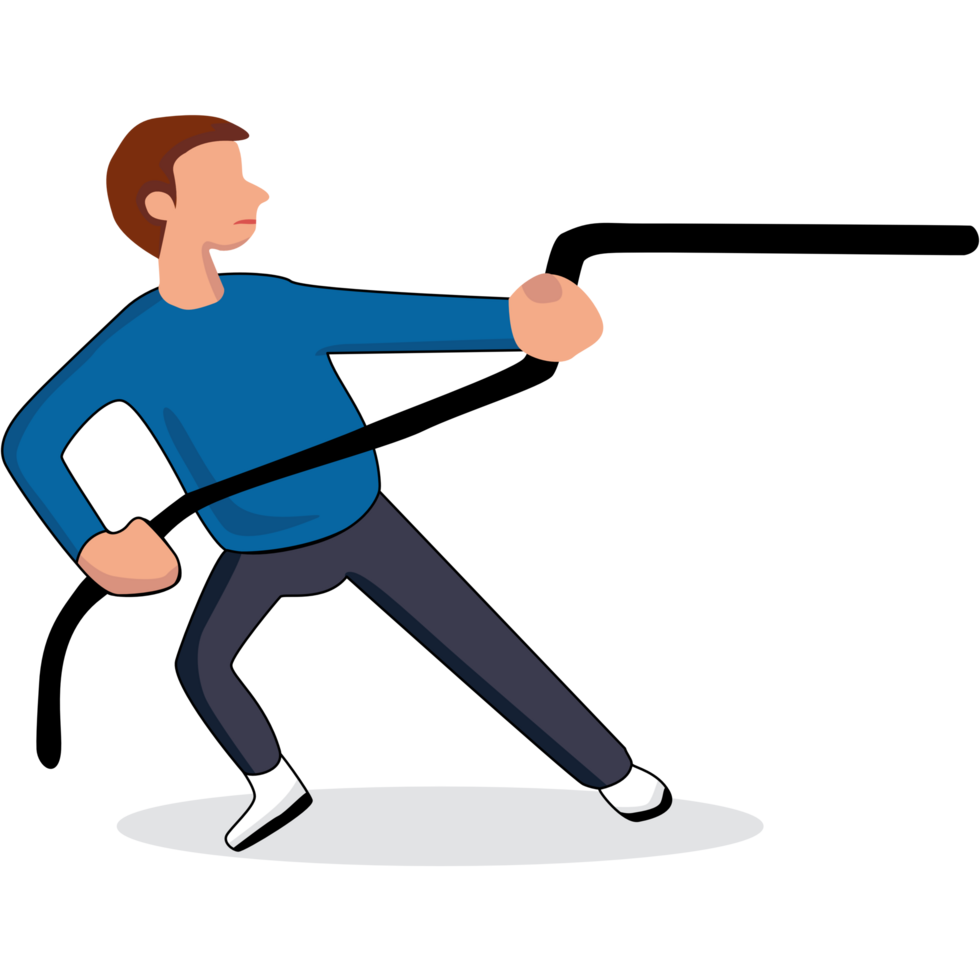 A guy is pulling all his strength the rope. png