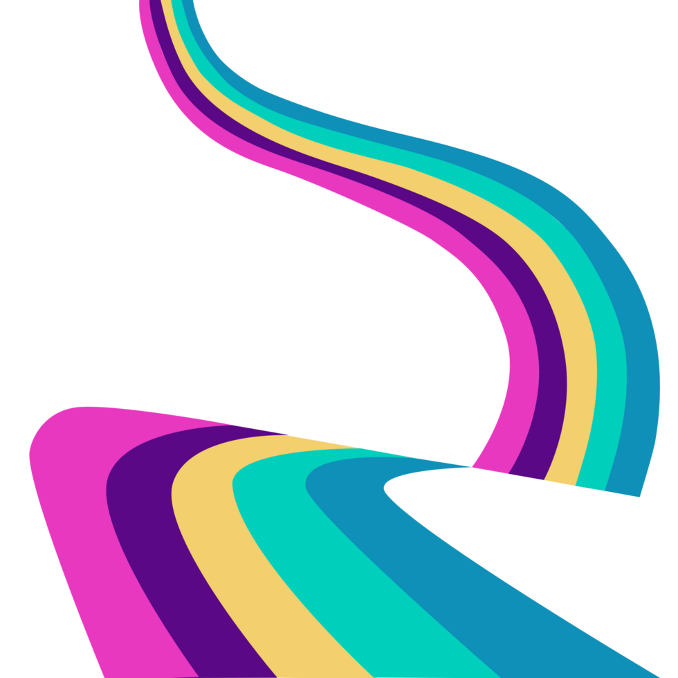 Groovy Style. Rainbow Wave Stripes Background. png