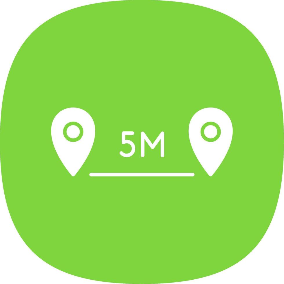 Distance Glyph Curve Icon vector